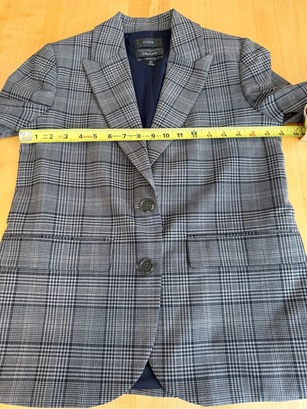 J. Crew Sommerset Blazer Grey Plaid Italian Wool Jacket 6P *EUC*